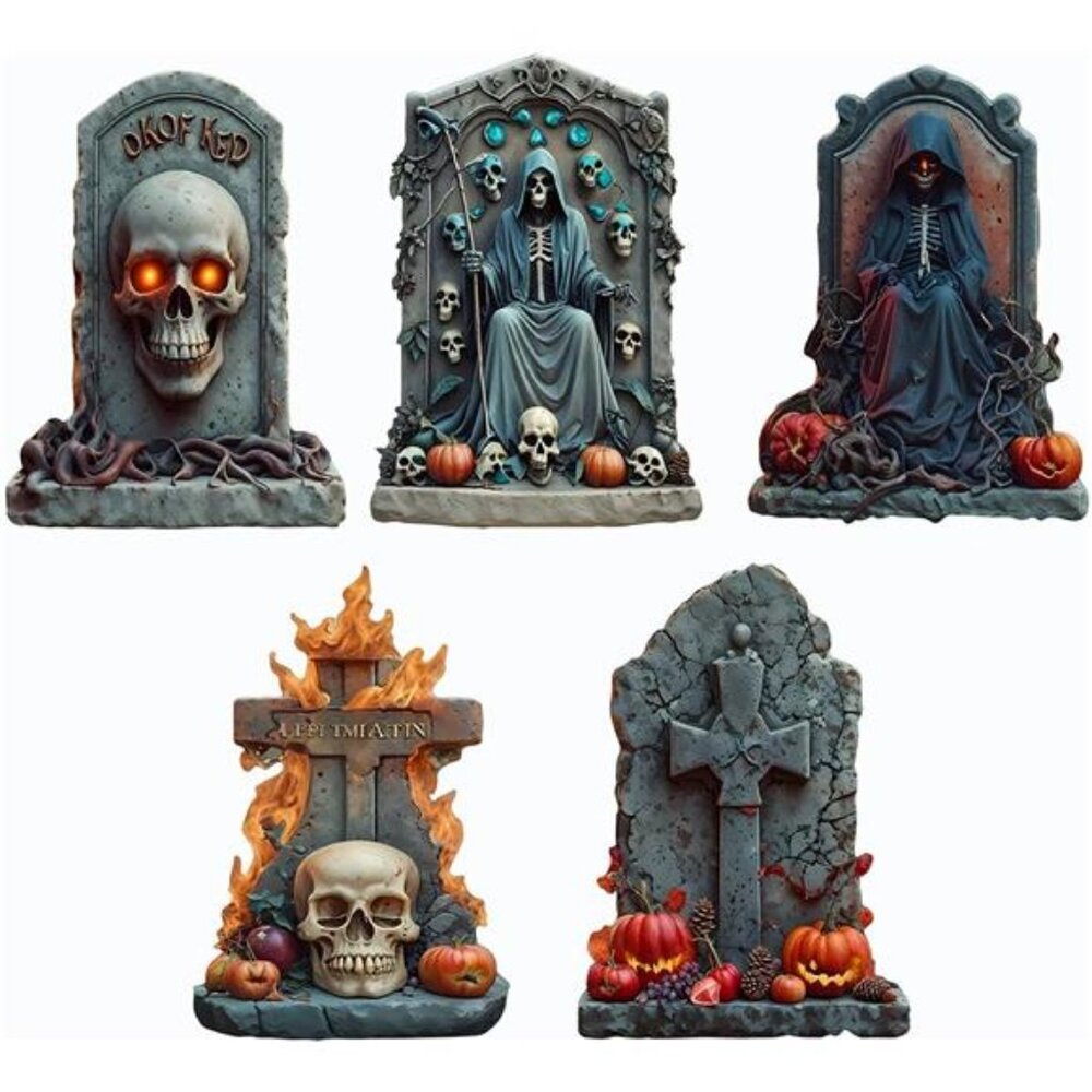 23"‎ Large Tombstones for Graves Halloween (5-Pack) - Outdoor Waterproof